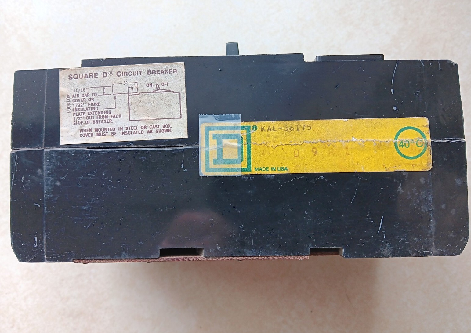 Square D 175 Amp 25kA@480V 22kA@ 600V Max Circuit breaker KAL36175