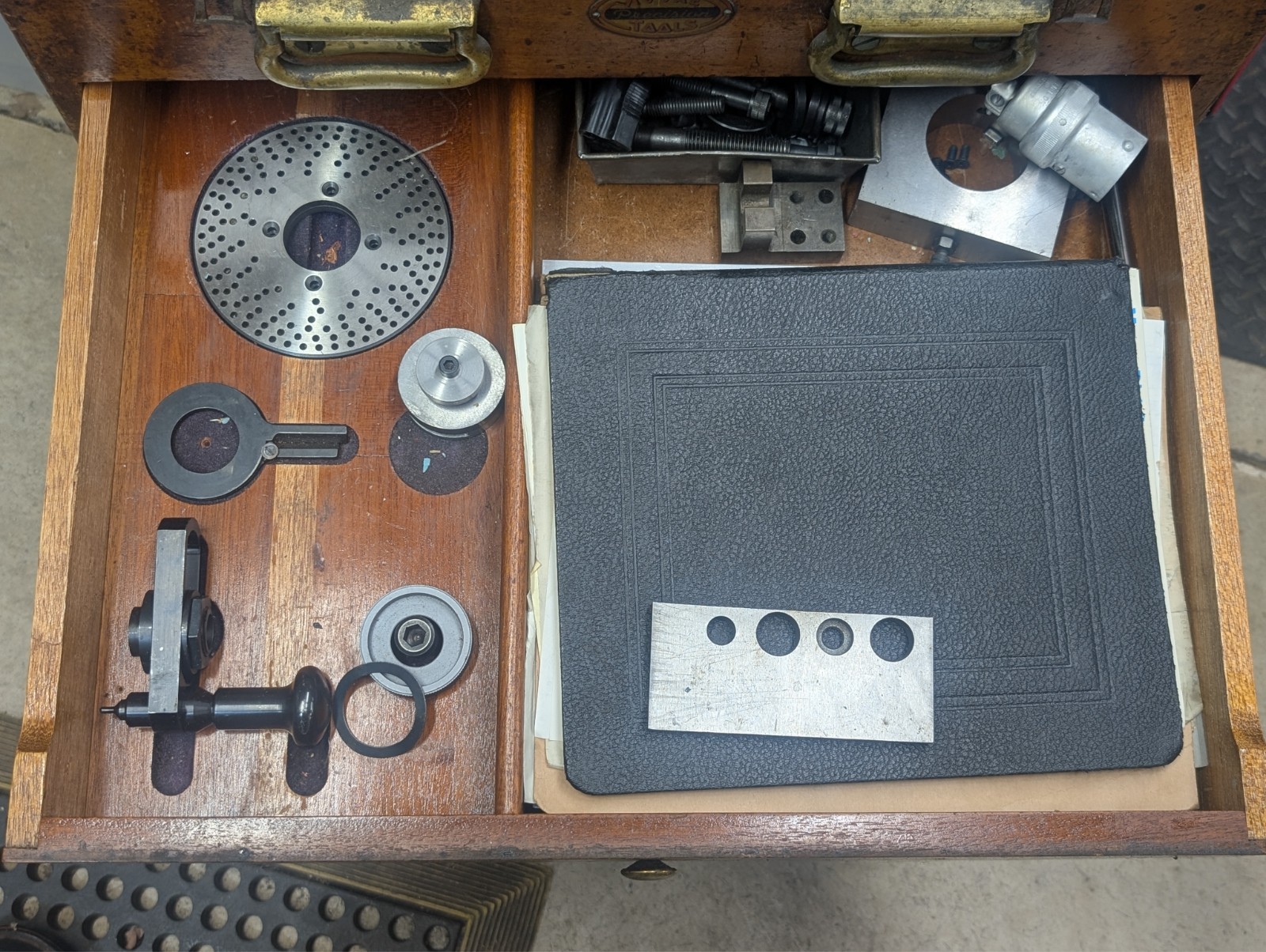 Moore Precision Rotary Table Model No. 2 in Mahogany Cabinet With Extras