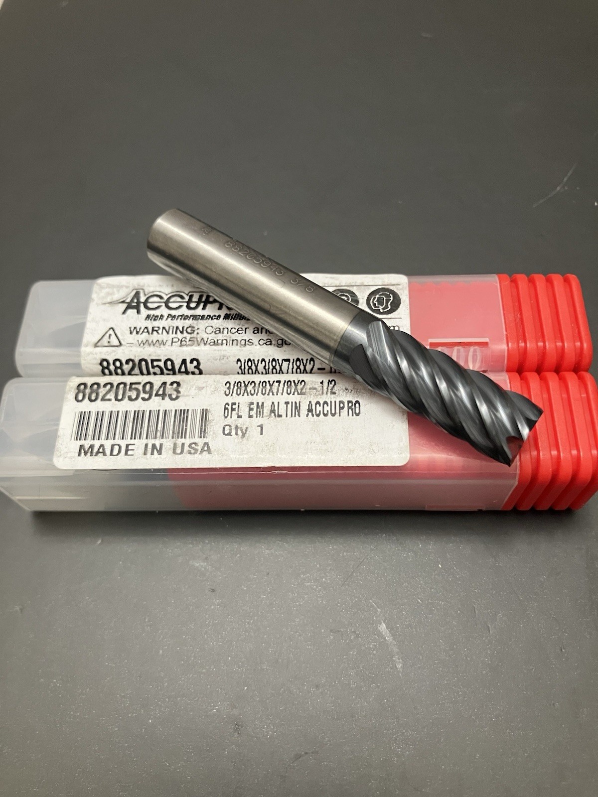 Accupro 3/8″ 6FL Square End Mill Solid Carbide AlTiN 7/8″ LOC 88205943 NEW