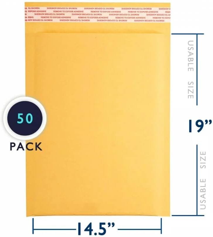 50 PC #7 14.25×20 Kraft Bubble Envelopes Yellow Padded Shipping Mailers