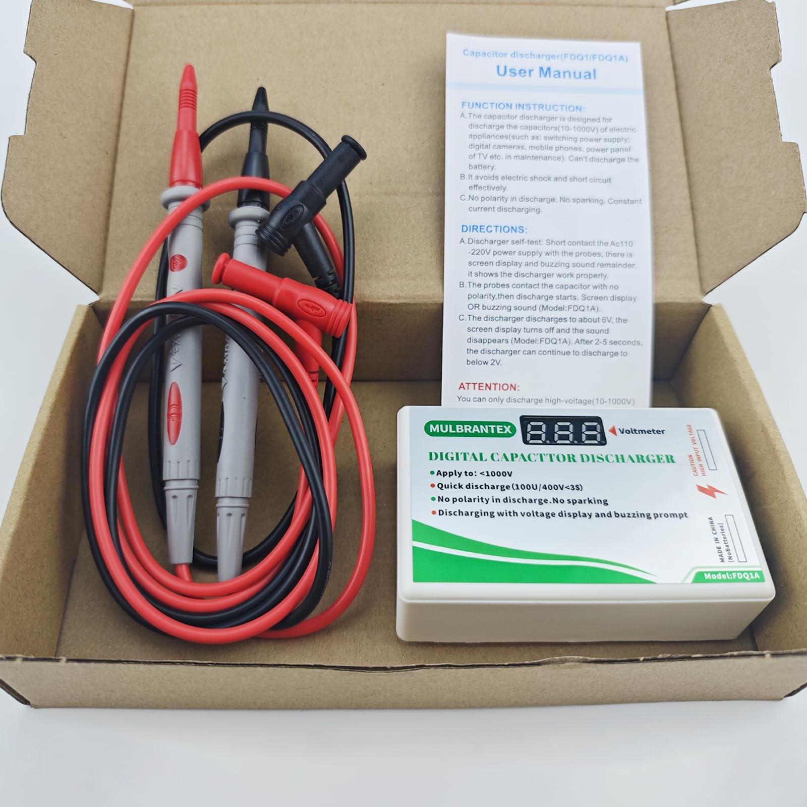 Digital Capacitor Discharge Tool with Voltmeter Display, max Display 999, 10-…