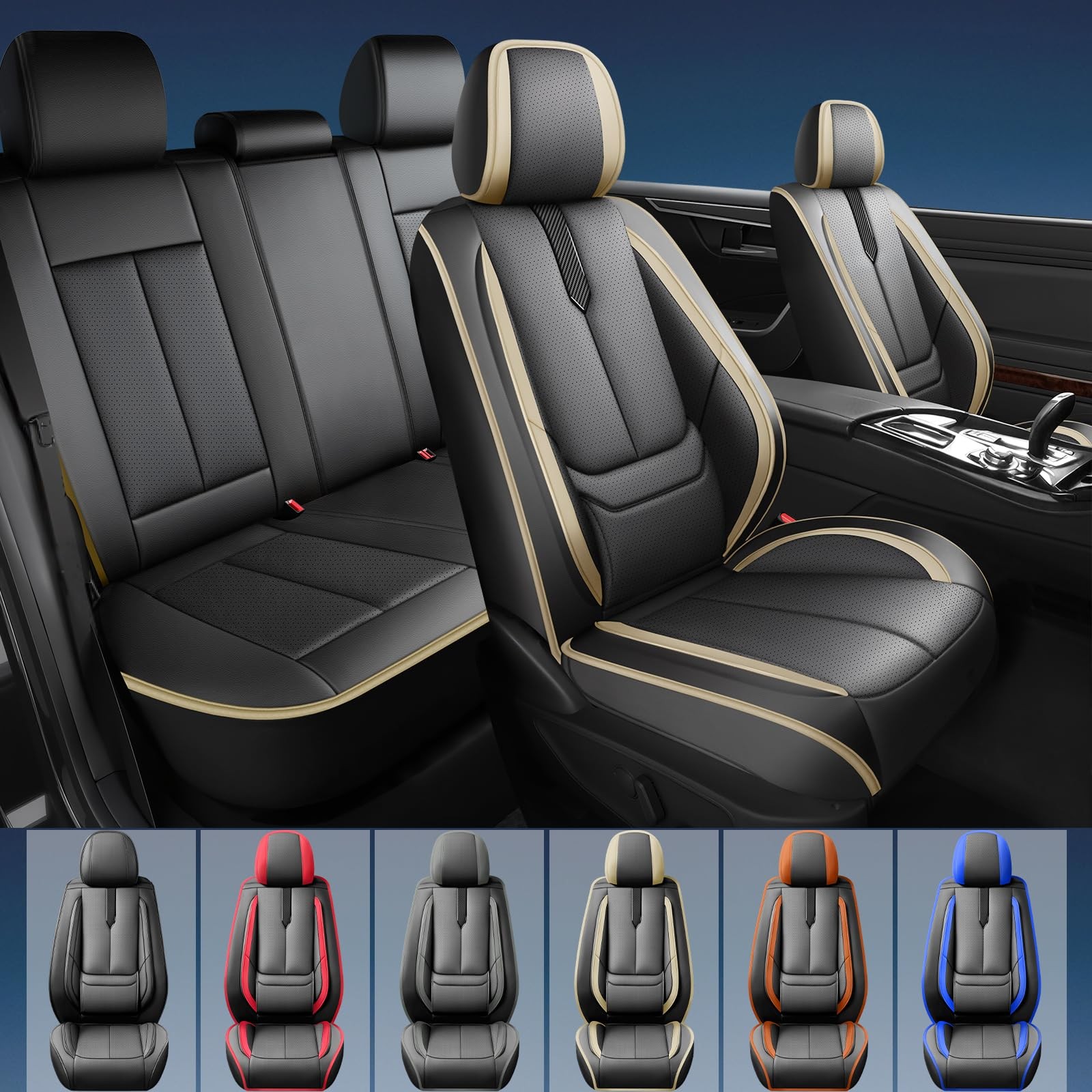 Seat Covers Chevy Trailblazer 2021-2026 Waterproof Leather Airbag Black/Beige