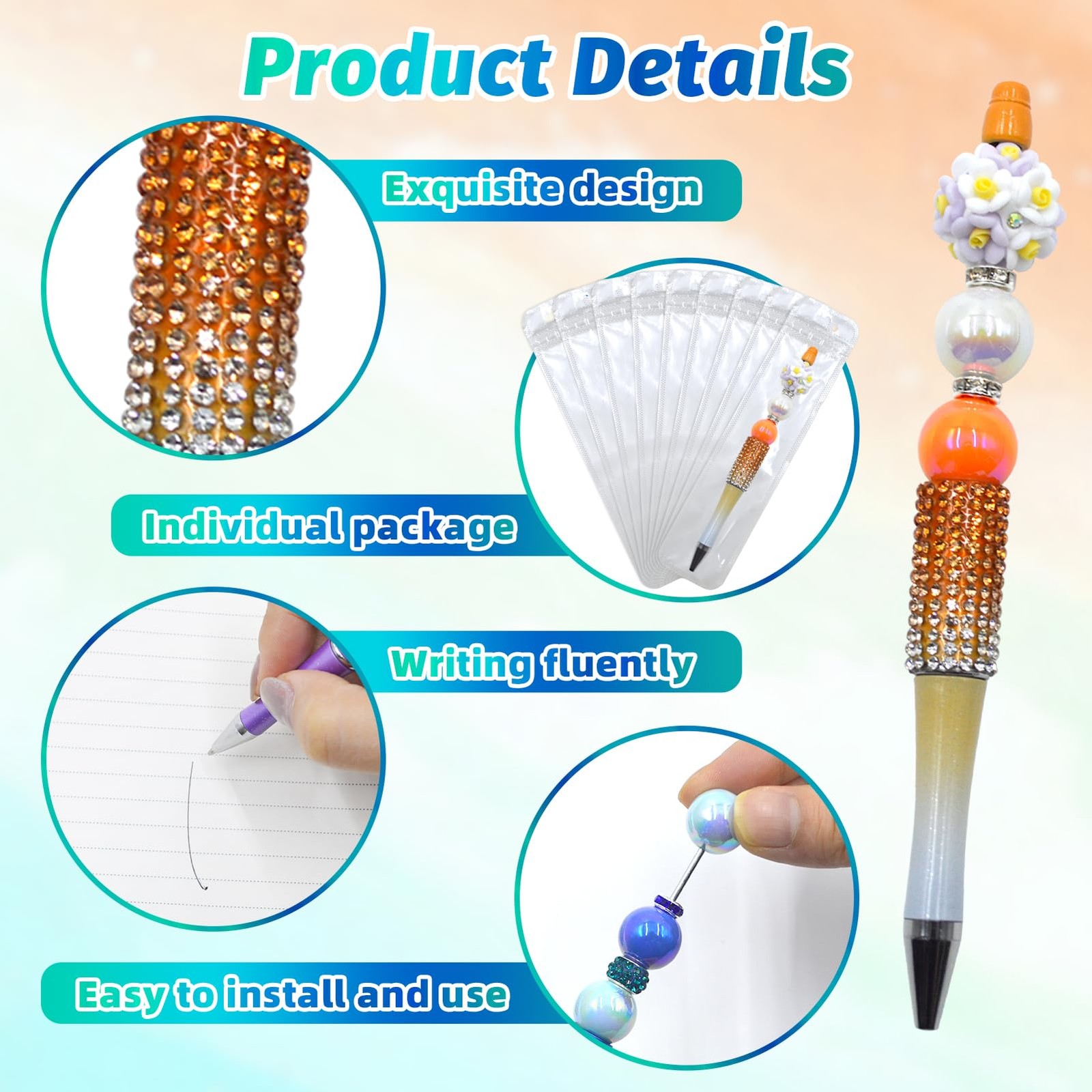 DASTTUIS 75 Pcs DIY Diamond Beadable Pen Kit – 25 Plastic 25, A-Multicolor