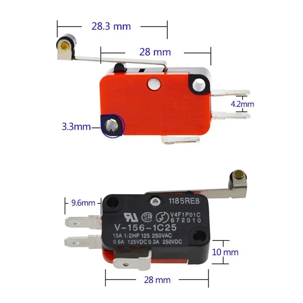 V-156-1C25 Limit Micro Switch Long Straight Hinge Roller Momentary SPDT 10-50PCS