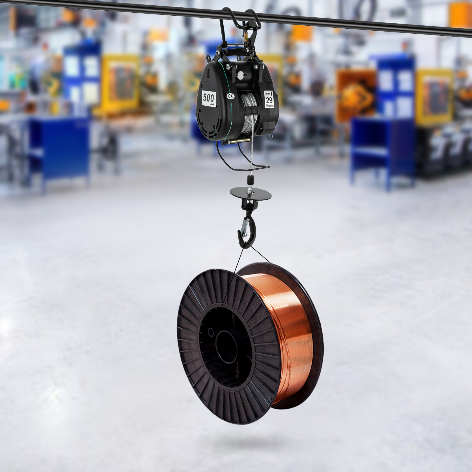 110V 50/60HZ Electric Hoist with Wired Control Winch Lift 500kg/1102.31lbs