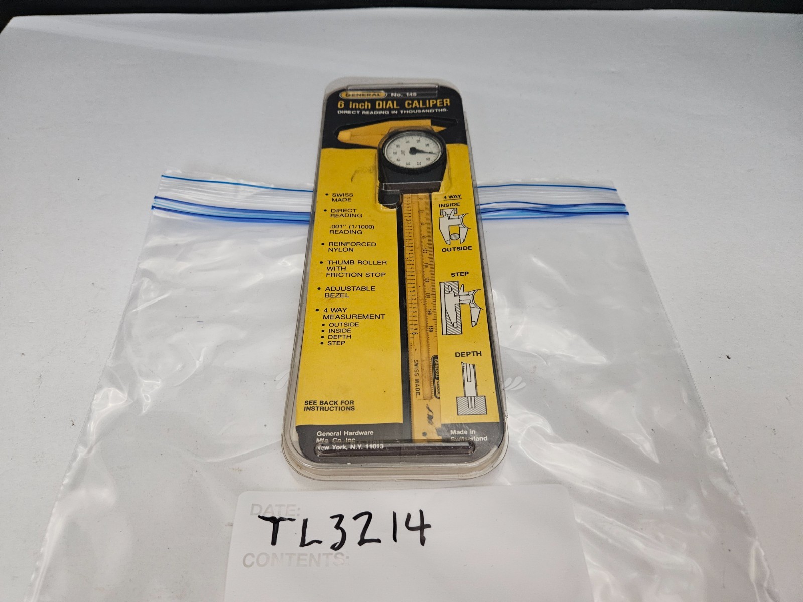 GENERAL #145 6″ DIAL CALIPER .001″ MADE IN SWITZERLAND (TL3214)