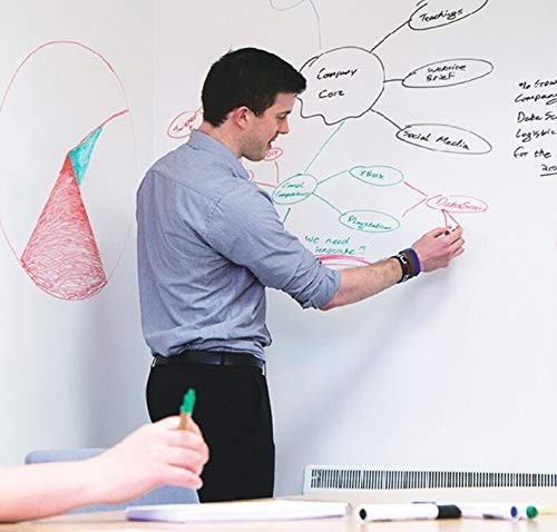 VEELIKE 78.7″x17.7″ Dry Erase Whiteboard Wallpaper Peel 79″W x 17.7″H, White
