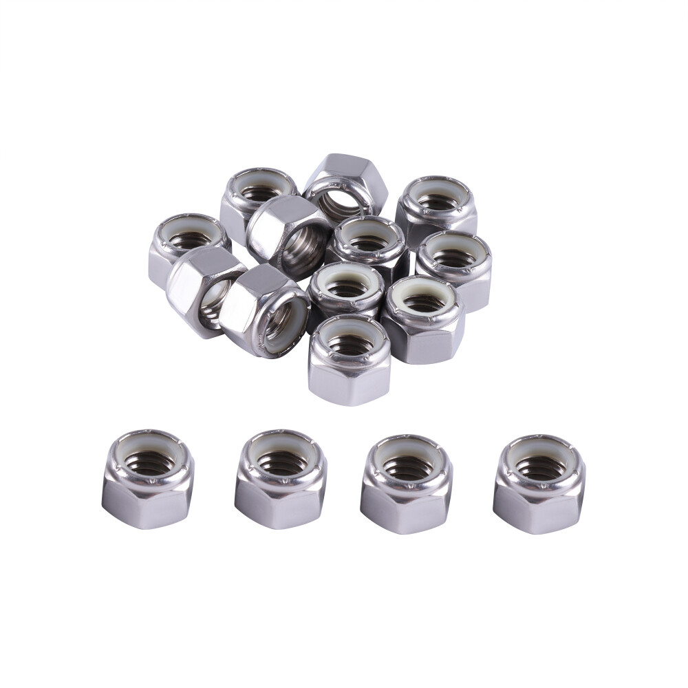 304 Stainless Steel Nylon Insert Hex Lock Nuts Nylock 10 sizes available