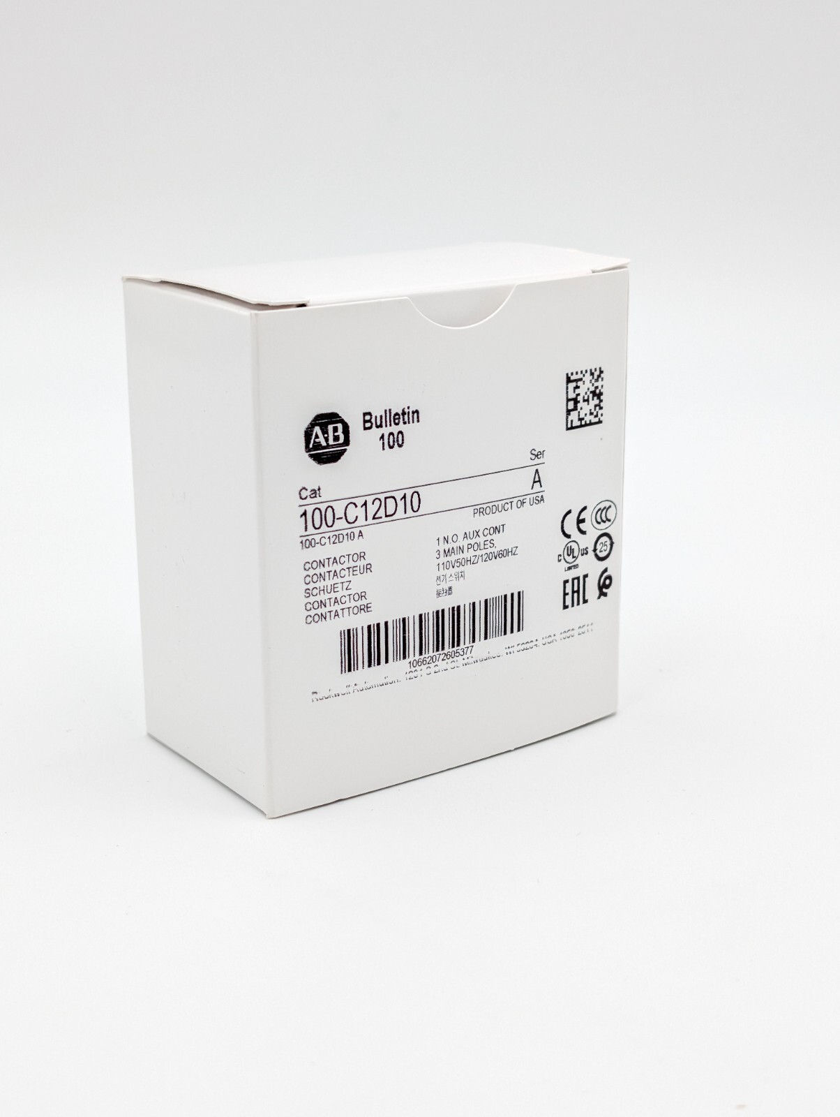 Allen Bradley 100-C12D10 12A 110V 50 Hz/ 120V 60 Hz AC Contactor USA NEW IN BOX