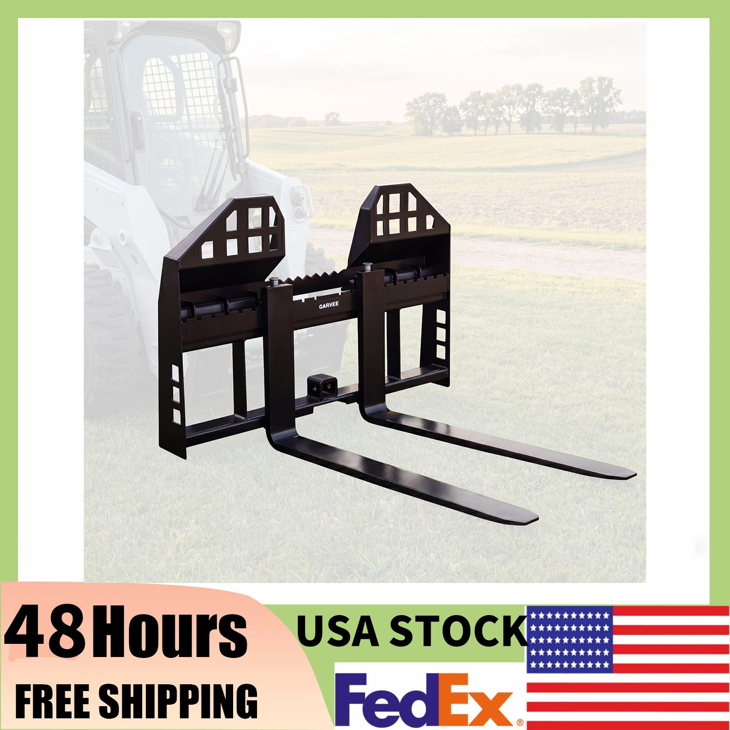4000 Lbs Quick Attach Pallet Forks 45″ Frame 48″ Blades for Skid Steer Tractors