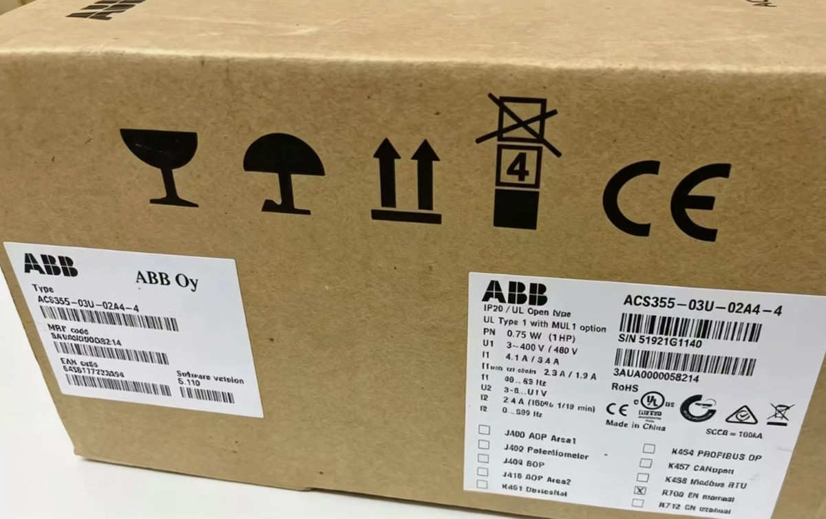 Variable Frequency Drive ACS355-03U-02A4-4 for ABB 3AUA0000058214 2.4A 1HP New
