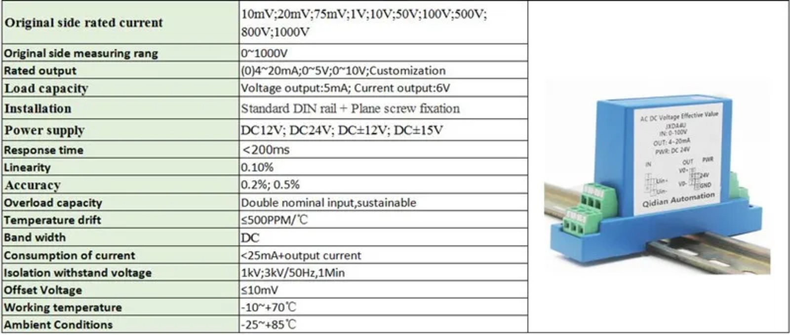 DC Voltage Transmitter High Volatge Transducer Factory Supply AC Voltage Sensor