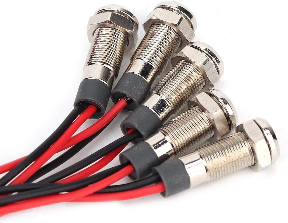 LED Indicator Light 6mm Mounting Hole Metal Waterproof DC 3-6V 15mA Red Gree…