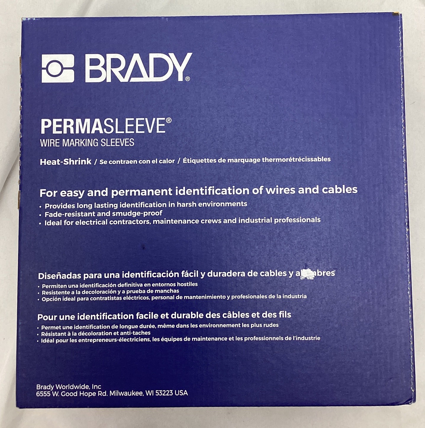 Brady PS-1000-2-YL Yellow PermaSleeve Wire Marking Sleeves Heat-Shrink 250 Roll