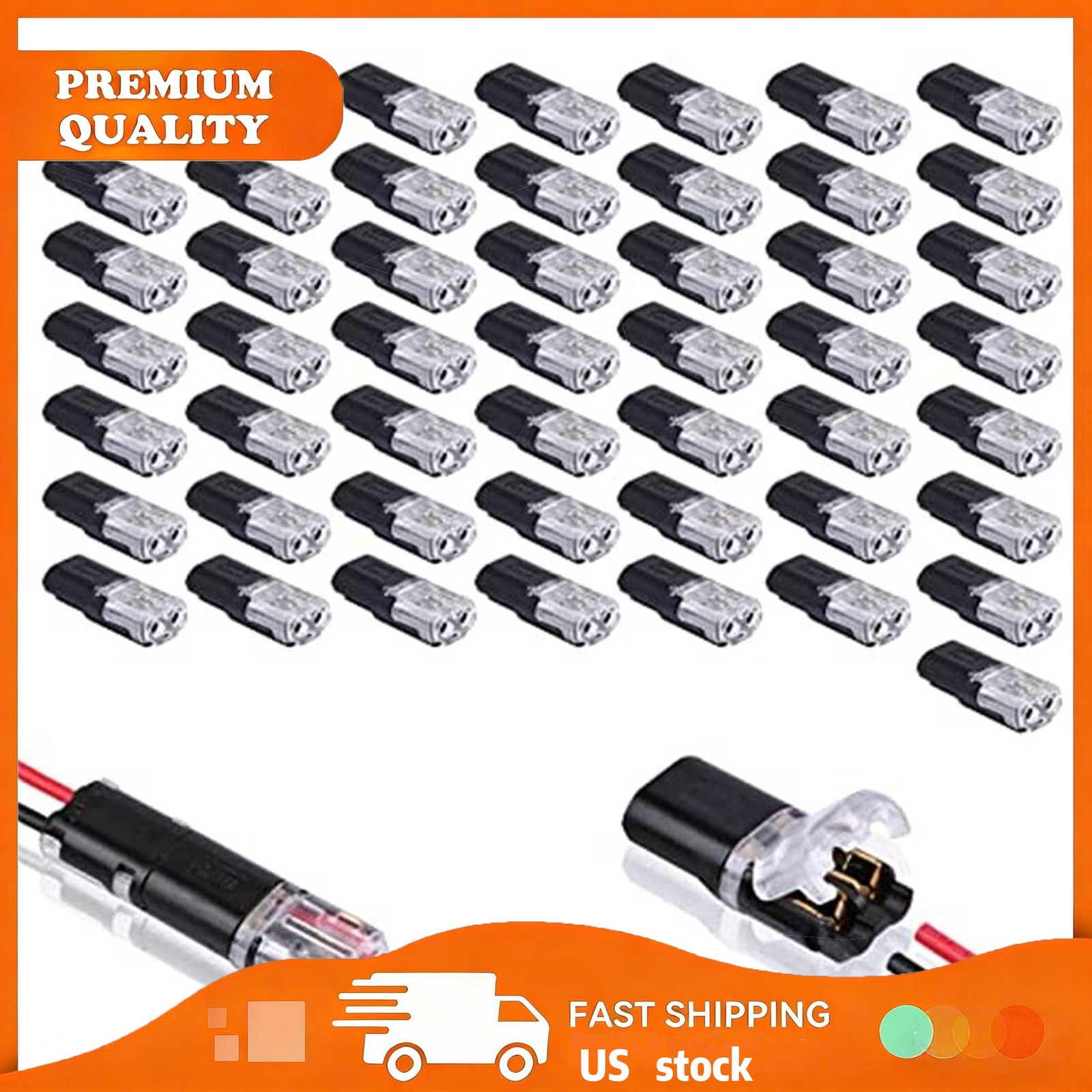 50PCS Double-Wire Plug-in Connector, Cable Clamp with Locking Buckle, AWG 18-22