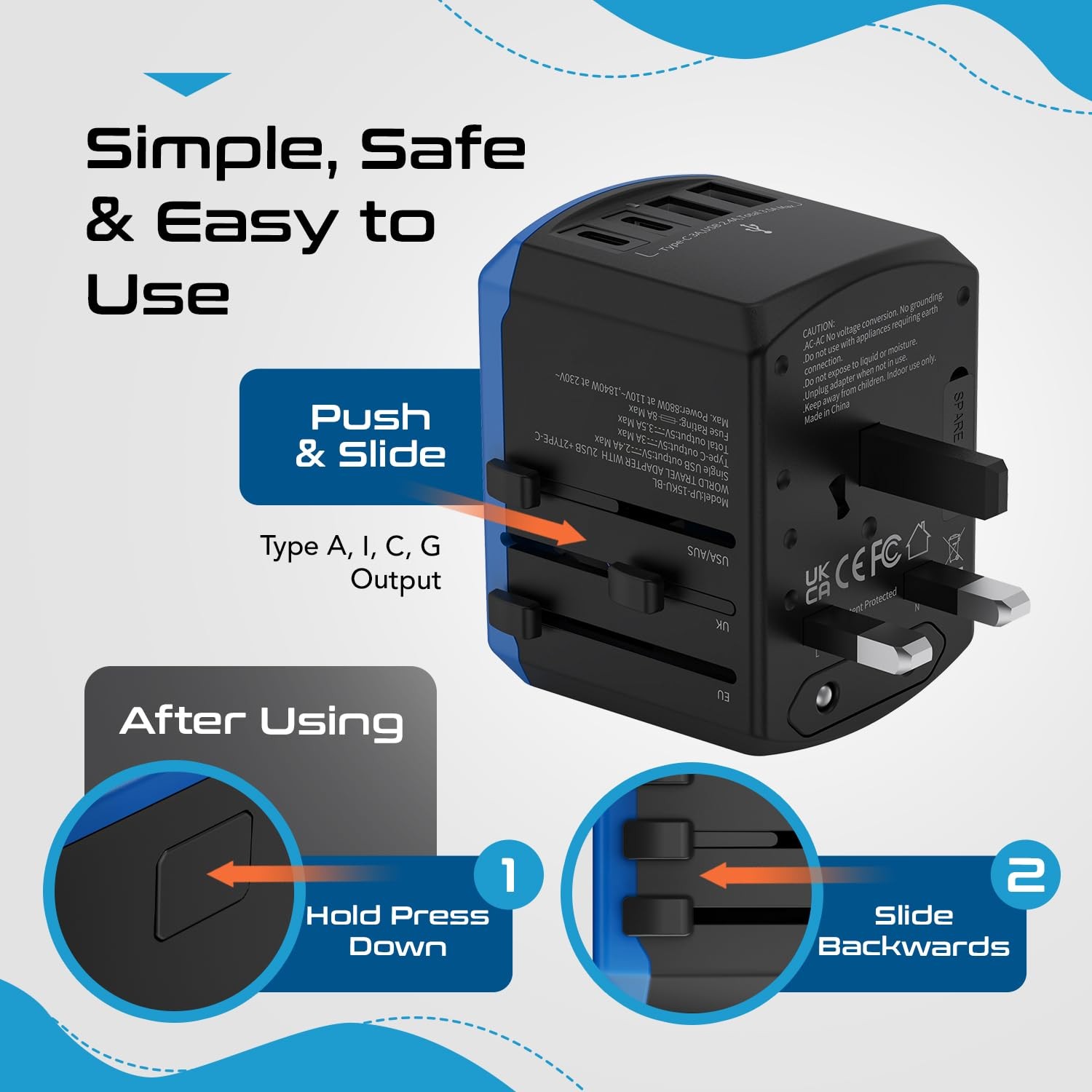Ceptics Universal Travel Adapter, 5 in 1 Universal Laptop Charger with 2X USB…