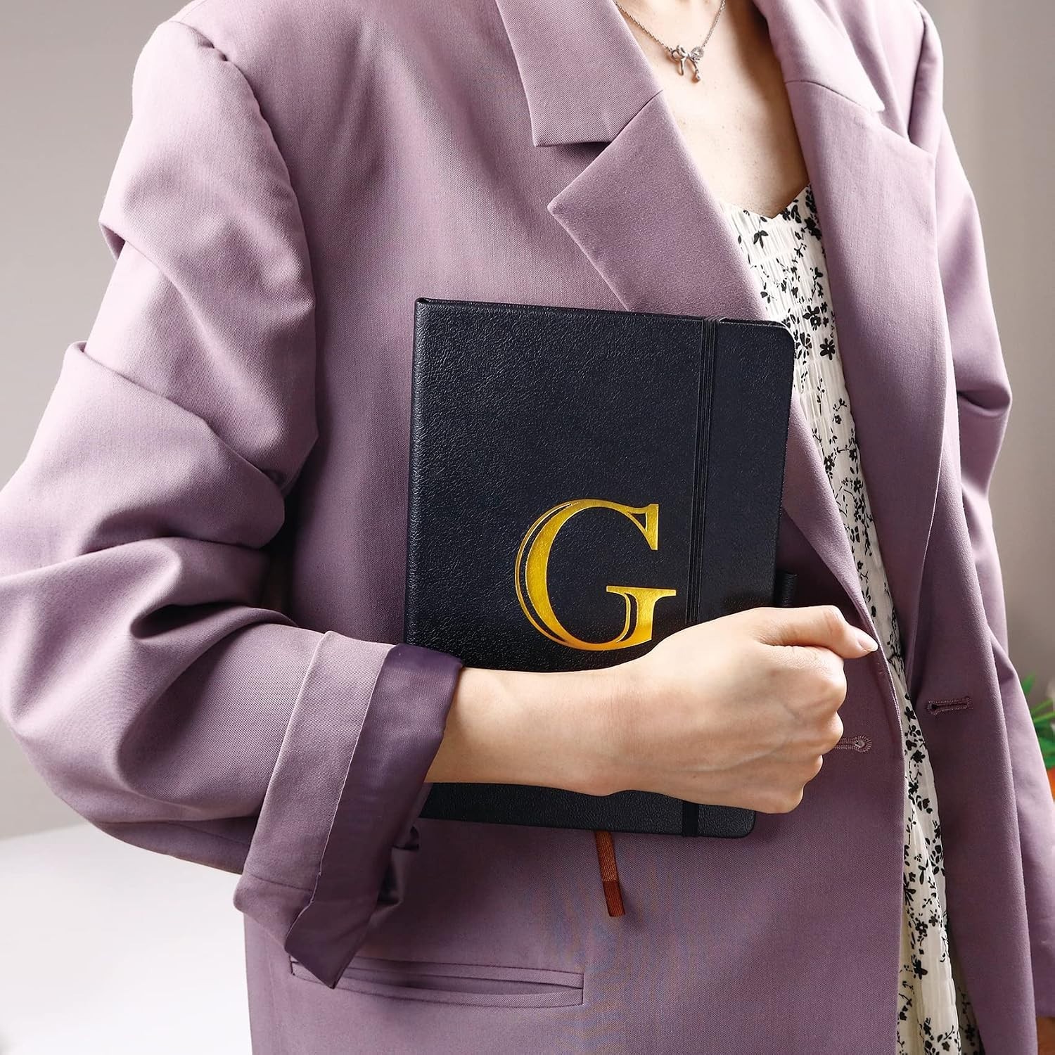 Elegant A5 Business Journal with Ribbon Bookmark & Custom Initials – 200 Pages