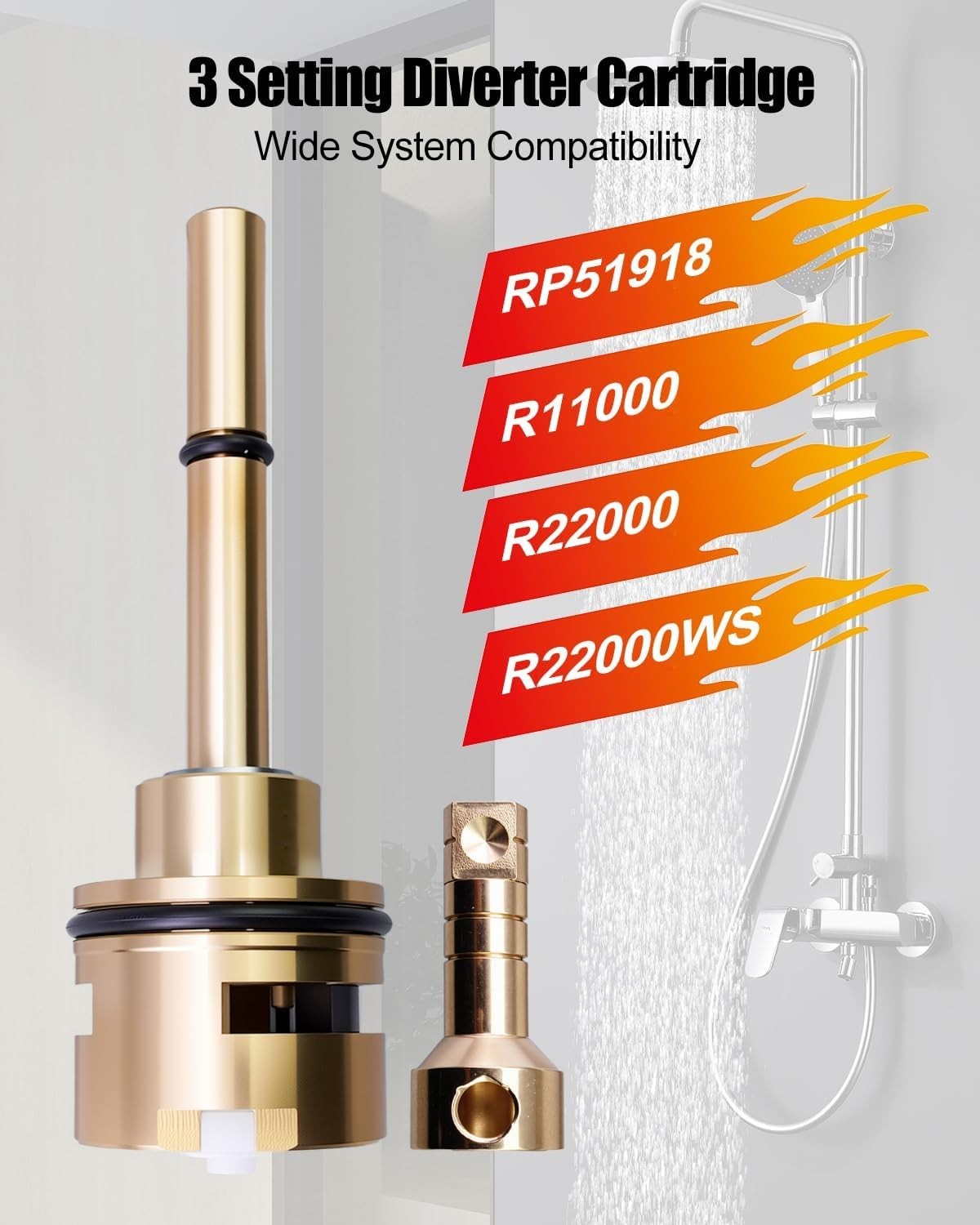Diverter Cartridge Replacement for R11000 R22000 Brass Three Setting Design