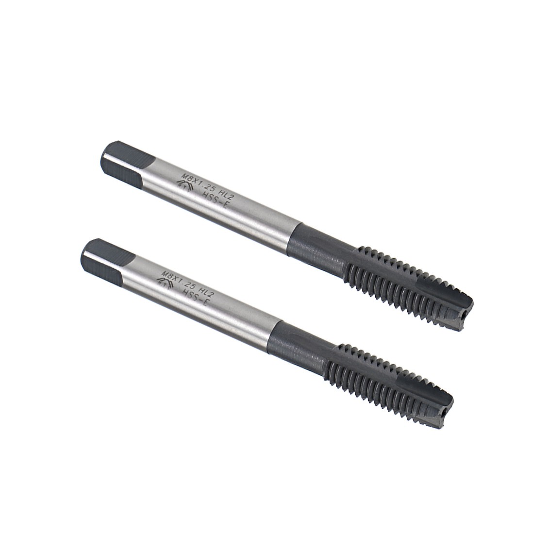 2pcs M8 x 1.25 Spiral Point Threading Tap H2 High Speed Steel TICN Coated
