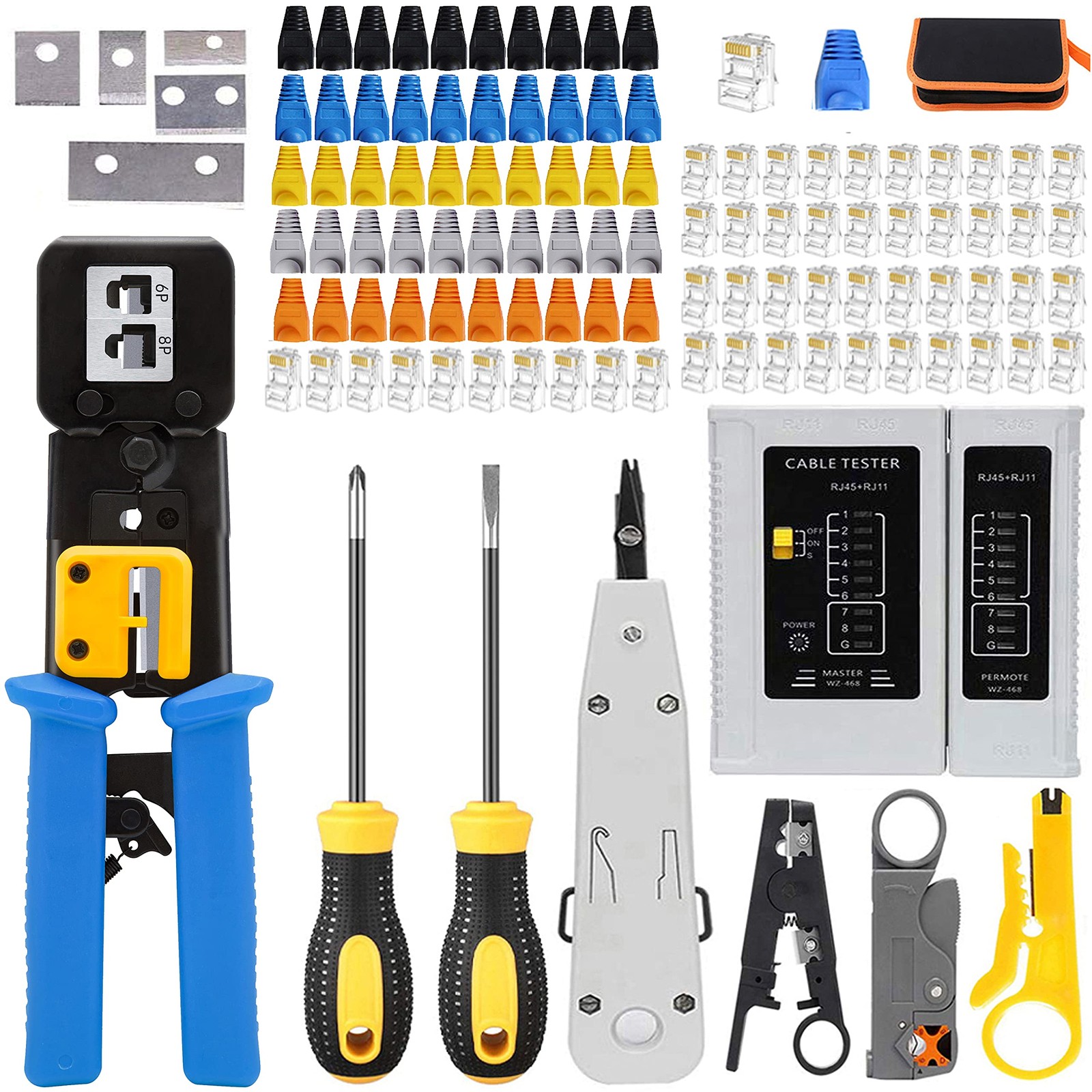 LEATBUY CAT5 Crimper Tool Kit for RJ45/RJ11/RJ12/CAT6/Cat5e, Blue