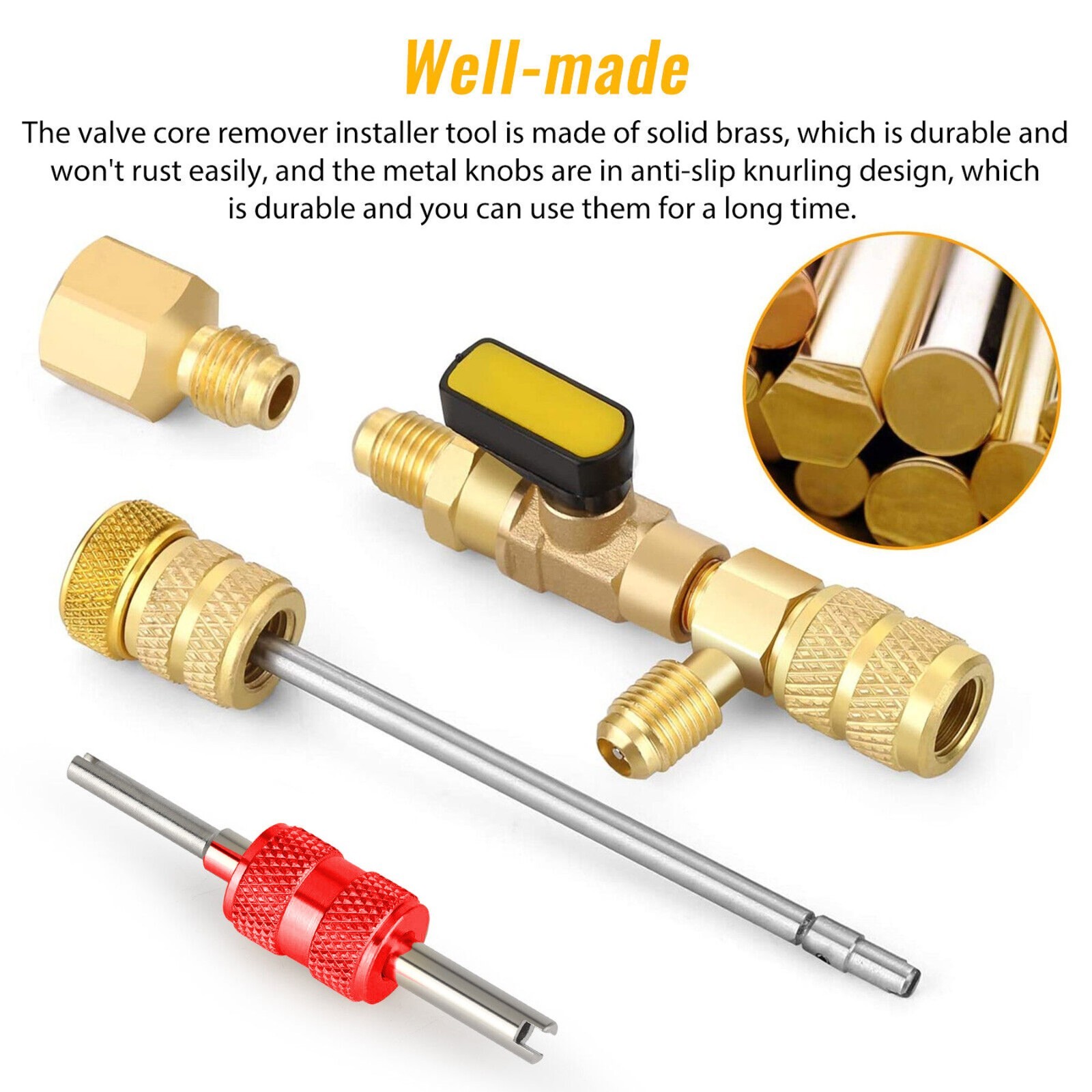 HVAC Tool AC Schrader Valve Core Remover Dual Size 5/16″&1/4″ Port Installer