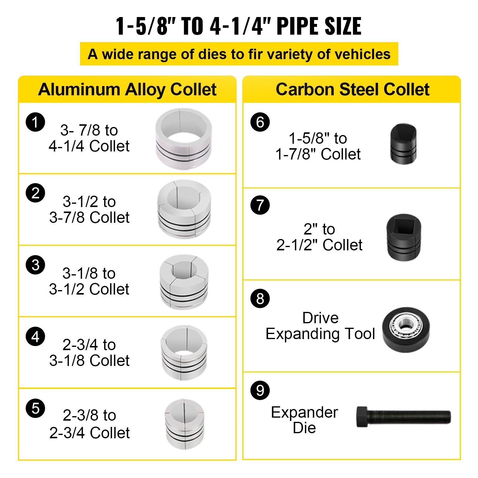 Rugged Hydraulic Pipe Expander 10T 1-5/8″-4-1/4″ for Automotive Repair
