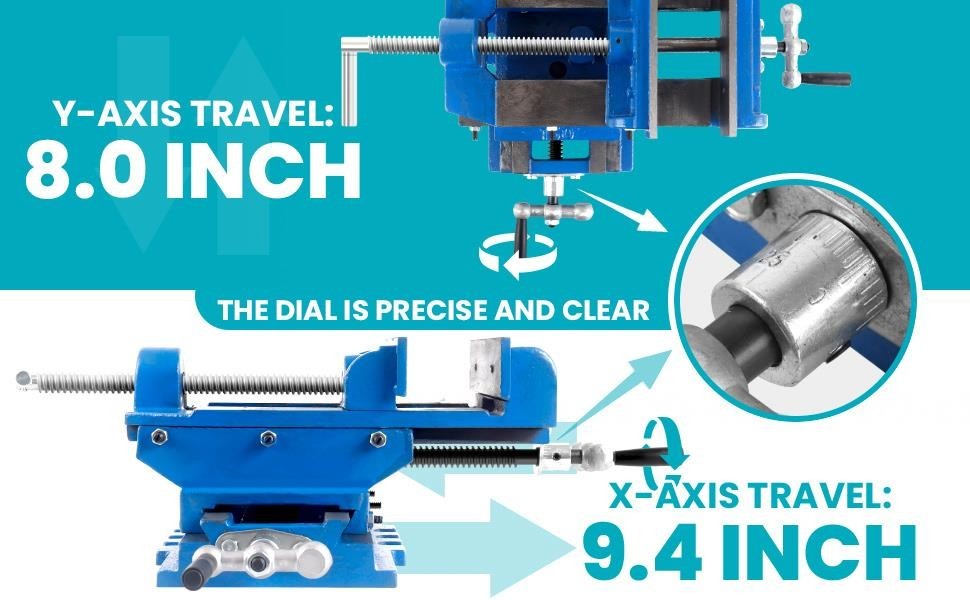 6 Inch 2 Way X-Y Drill Press Vise Blue Cross Slide Drill Press Vise w/ Dial