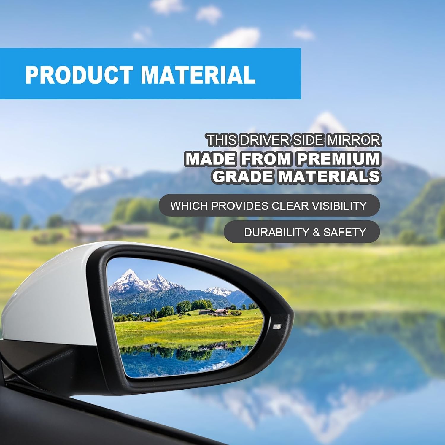 Passenger Right Side Heated Mirror Glass Compatible With Golf MK7 / 2015-2021 Go