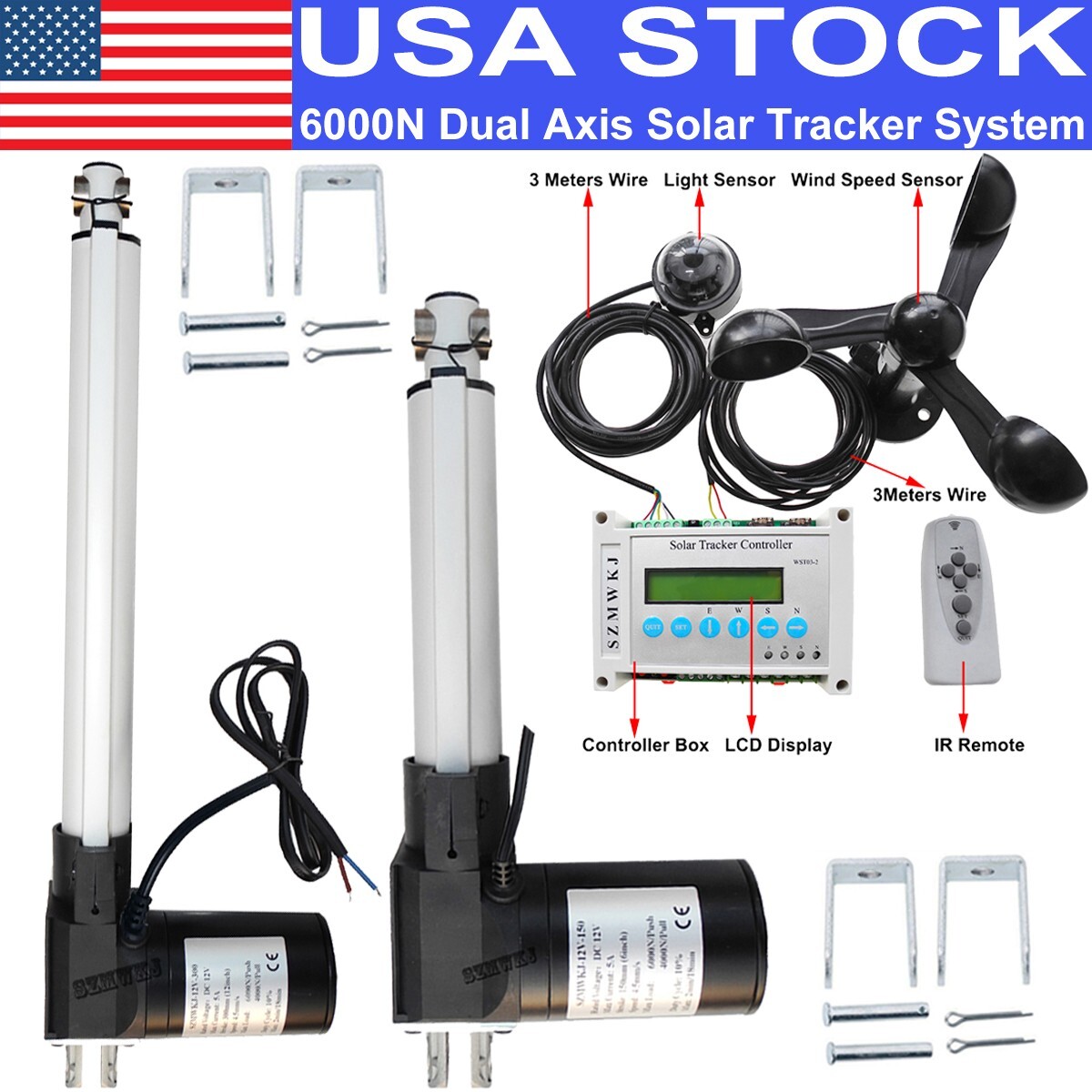 SZMWKJ Complete 6000N Dual Axis Solar Tracker – Solar Panel Tracking Track Kits