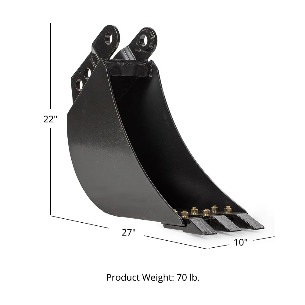 Titan Attachments 10″ Front Hoe & Backhoe Bucket, Replaceable Carbon Steel Teeth
