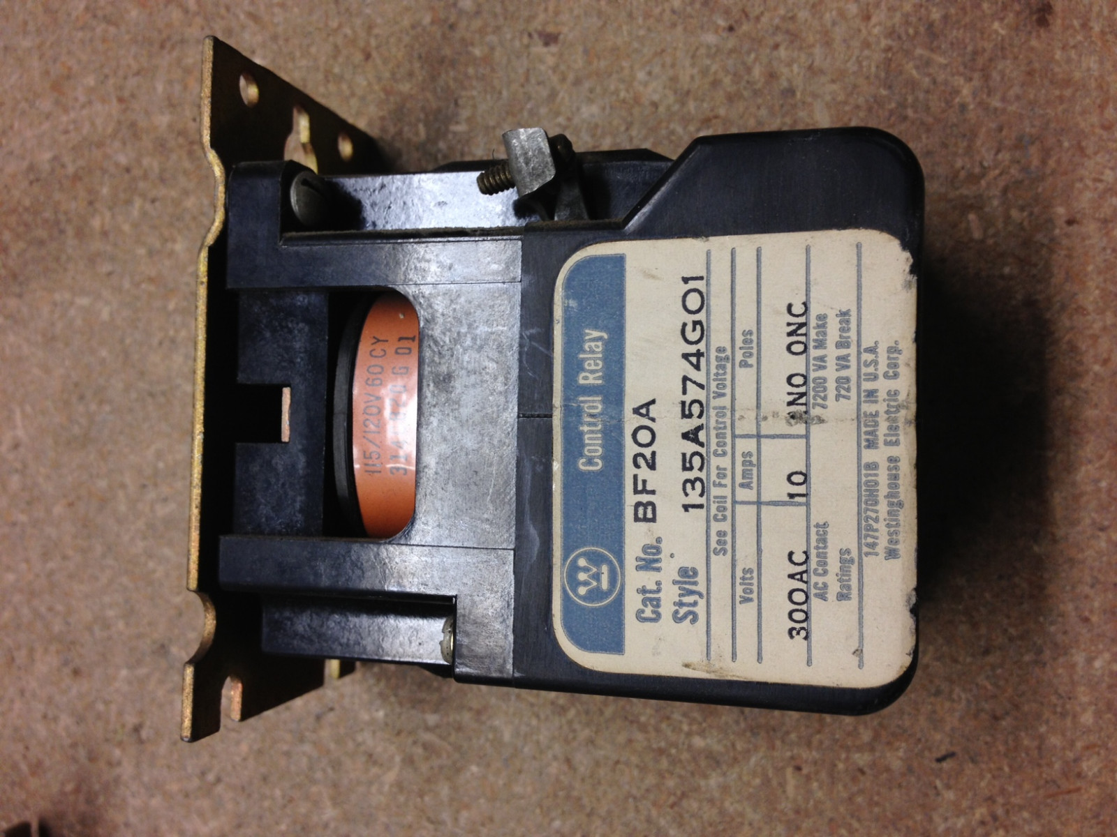 BF20A 135A574G01 Westinghouse Relay 120VAC