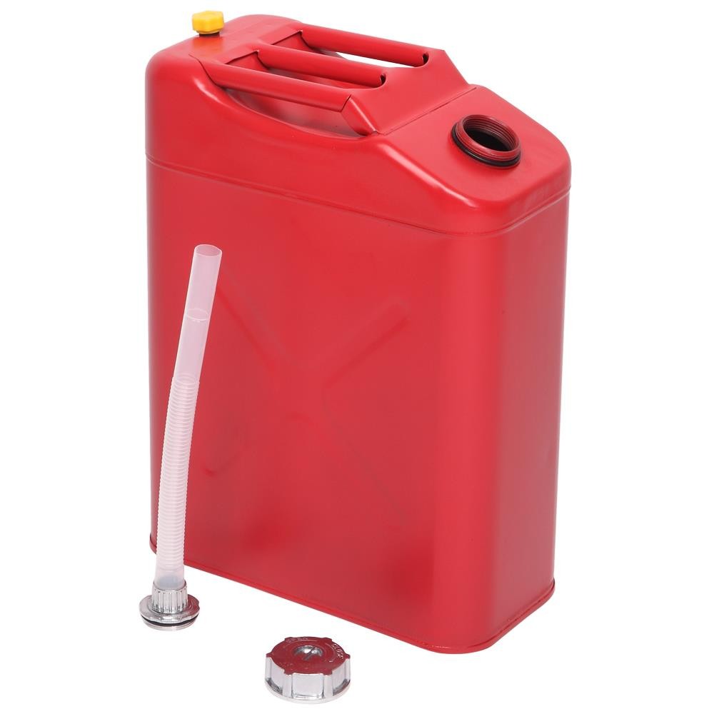 New Red 20L 5 Gal Gas Fuel Can Fuel Gasoline Steel Tank + Spout Leak-Proof