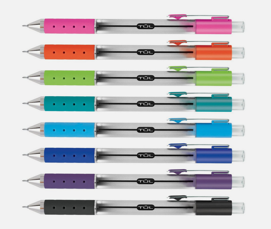 2 pack – Retractable Gel Pens, Needle Point, 0.5 mm, Gray Barrel