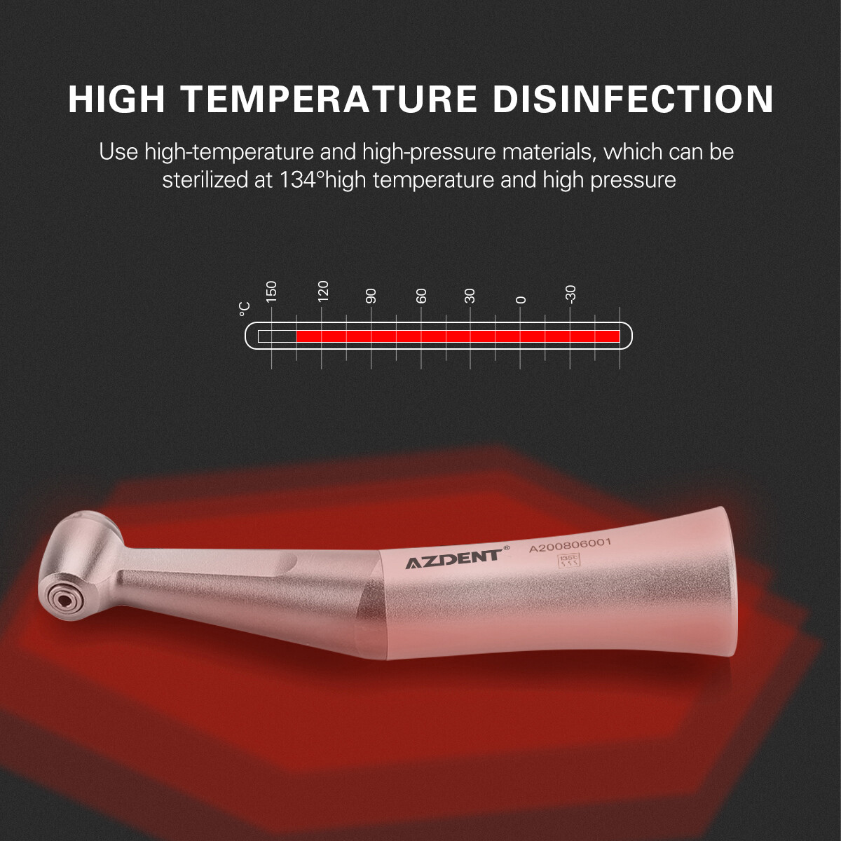 AZDENT Dental Contra Angle Low Speed Handpiece 1:1 Direct Drive 1.6mm FG Burs