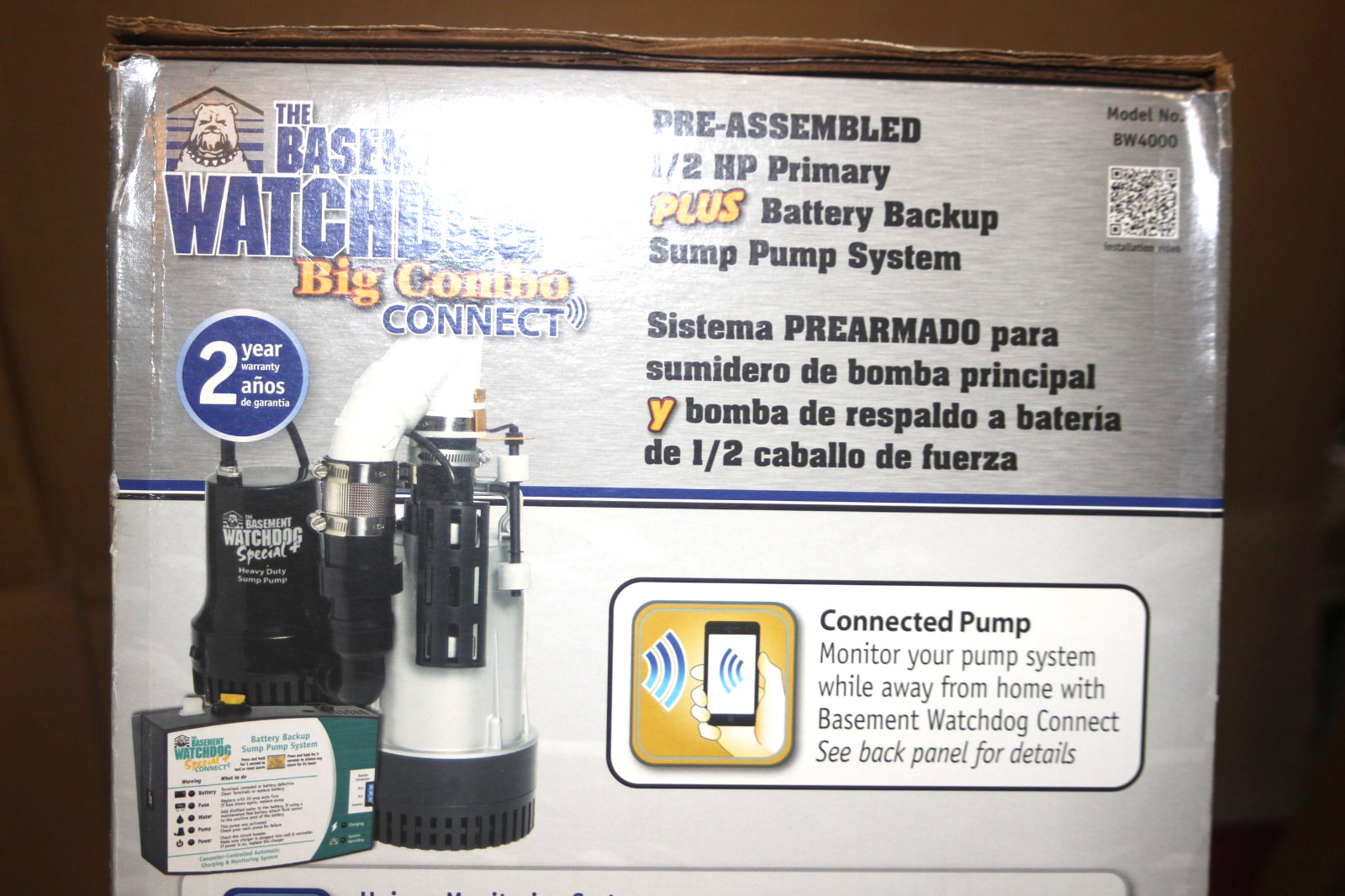 NEW BASEMENT WATCHDOG BW4000 1/2 HP Combination Submersible Sump Pump w Back Up