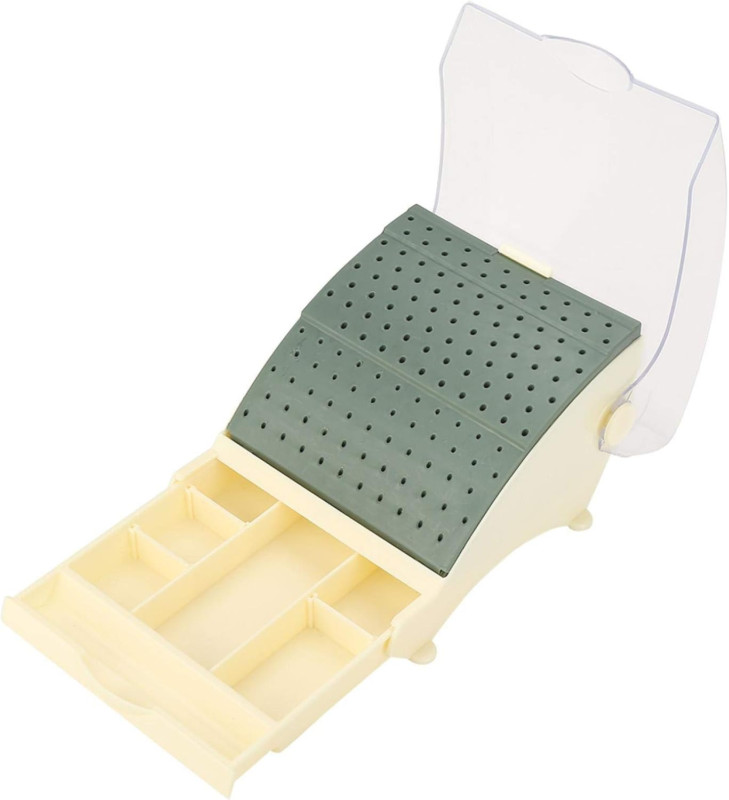 142 Holes Dental Bur Holder Disinfection Box, Bur Block Organizer with Cover,Den