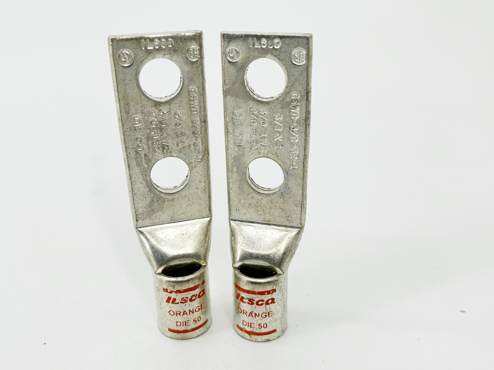 New Lot of 2 Ilsco CSWD-3/0-38-1 Copper Compression Lug 3/0 AWG Short Barrell