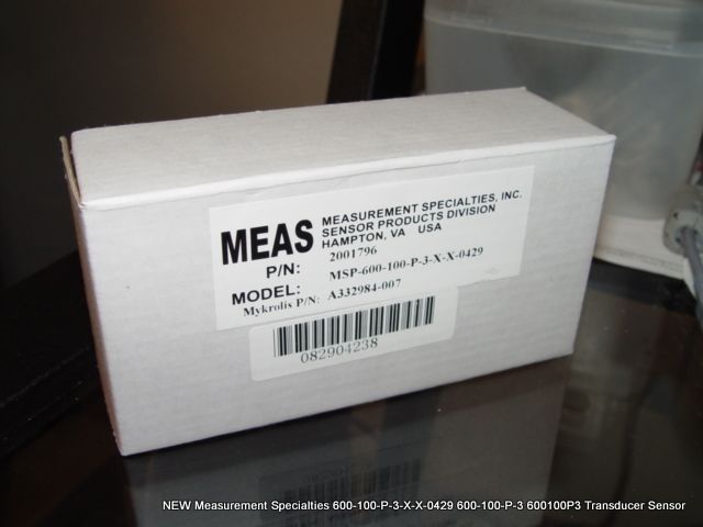 NEW Measurement Specialties Transducer MSP-600-100-P-3-N-1 MYKROLIS A332984-007