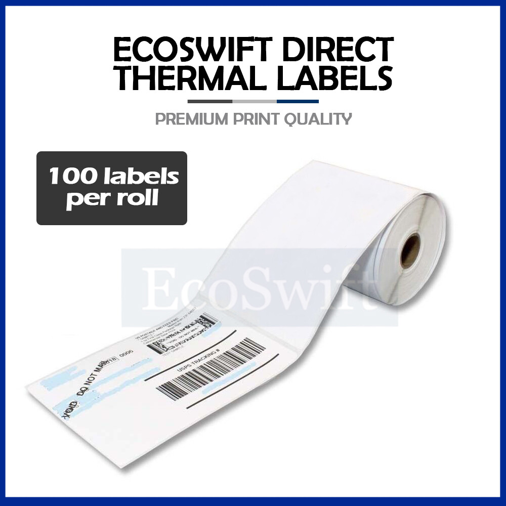 1 Roll EcoSwift 100 4″ x 6″ Zebra 2844 Eltron Direct Thermal Printer 100 Labels