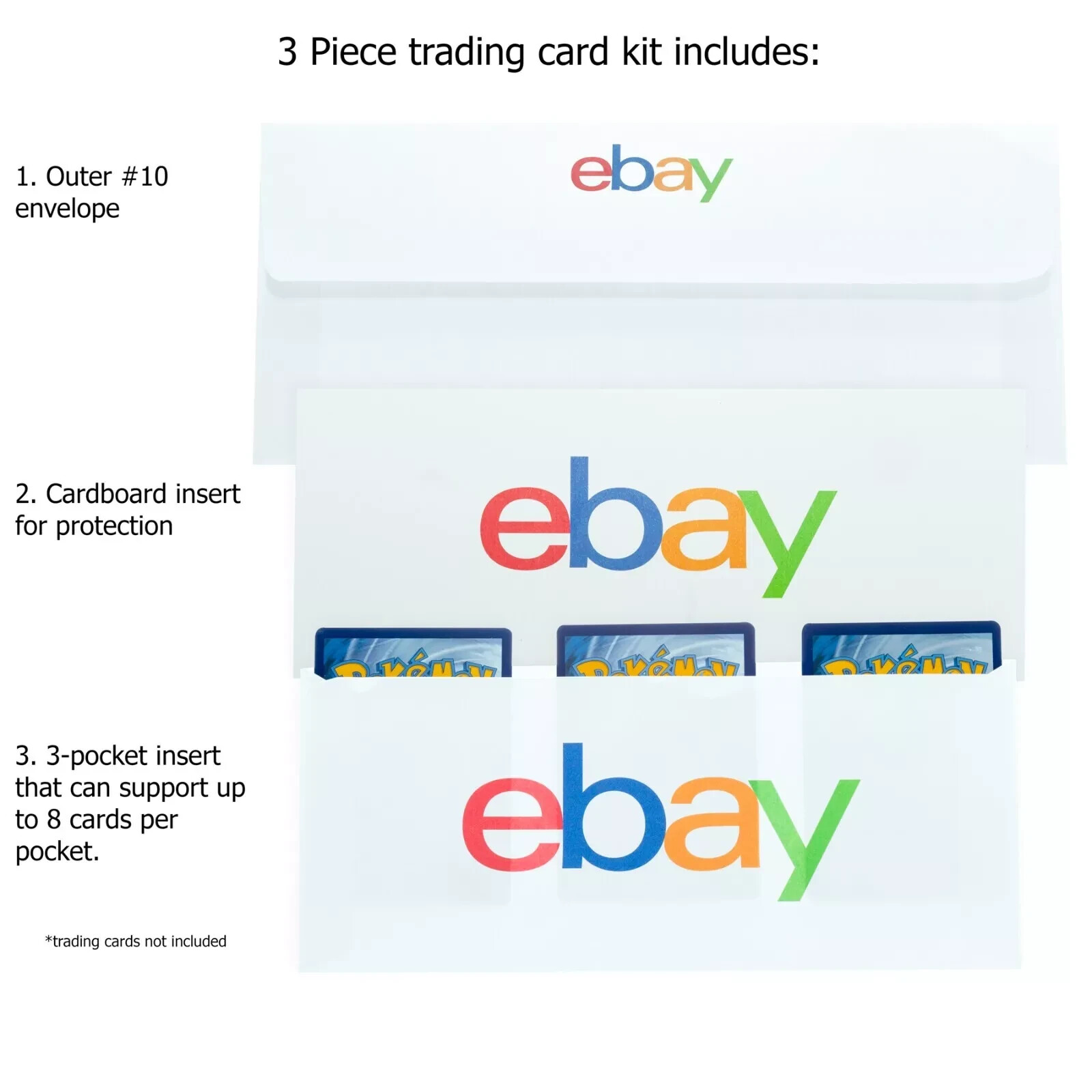3 Pocket Ebay Logo Trading Card Envelopes 5 count