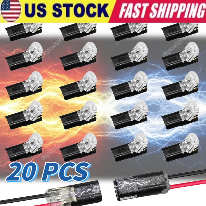20pcs Double-Wire Plug-in Connector, Cable Clamp with Locking Buckle, AWG 18-22