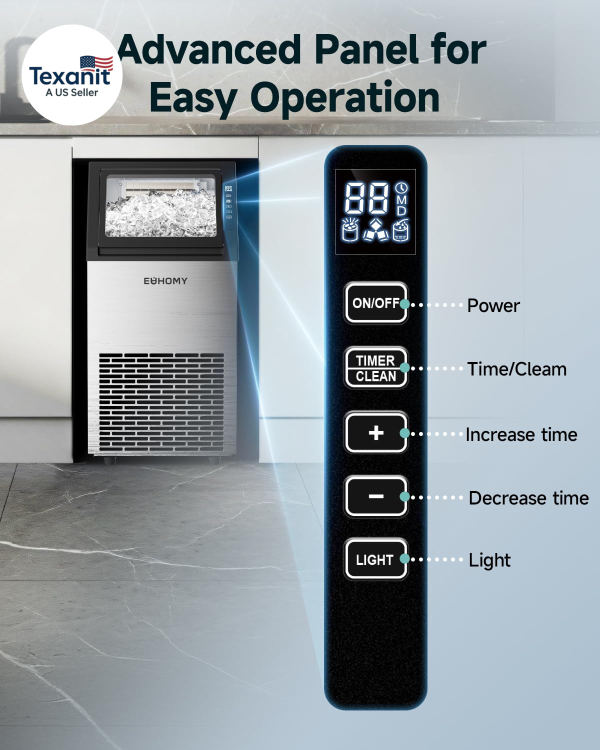 Commercial Ice Maker Machine,120Lbs/24H Stainless Steel under Counter Ice Machin