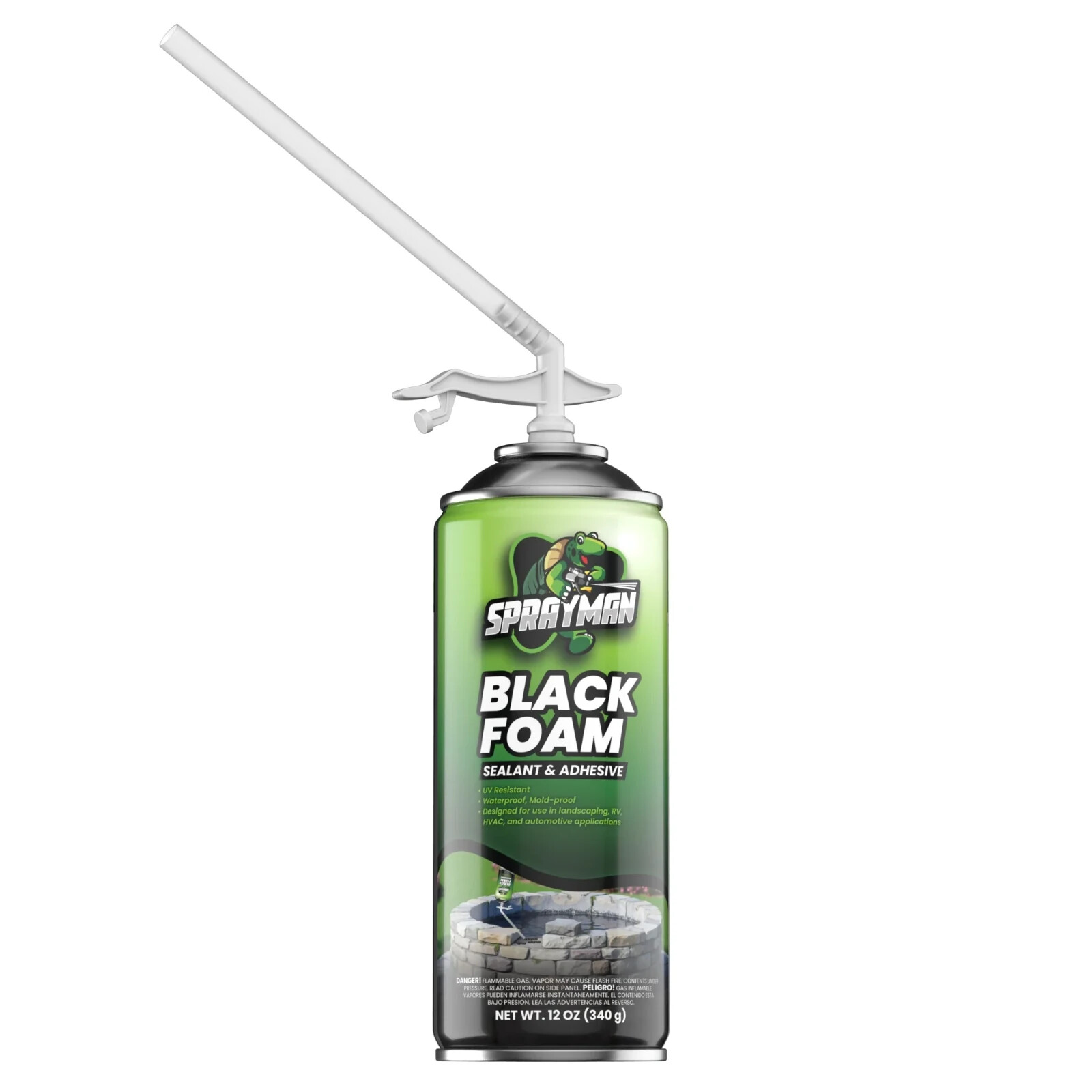 Sprayman Waterfall Pond Landscape Expanding Waterproof Black Spray Foam 12oz 2Pk