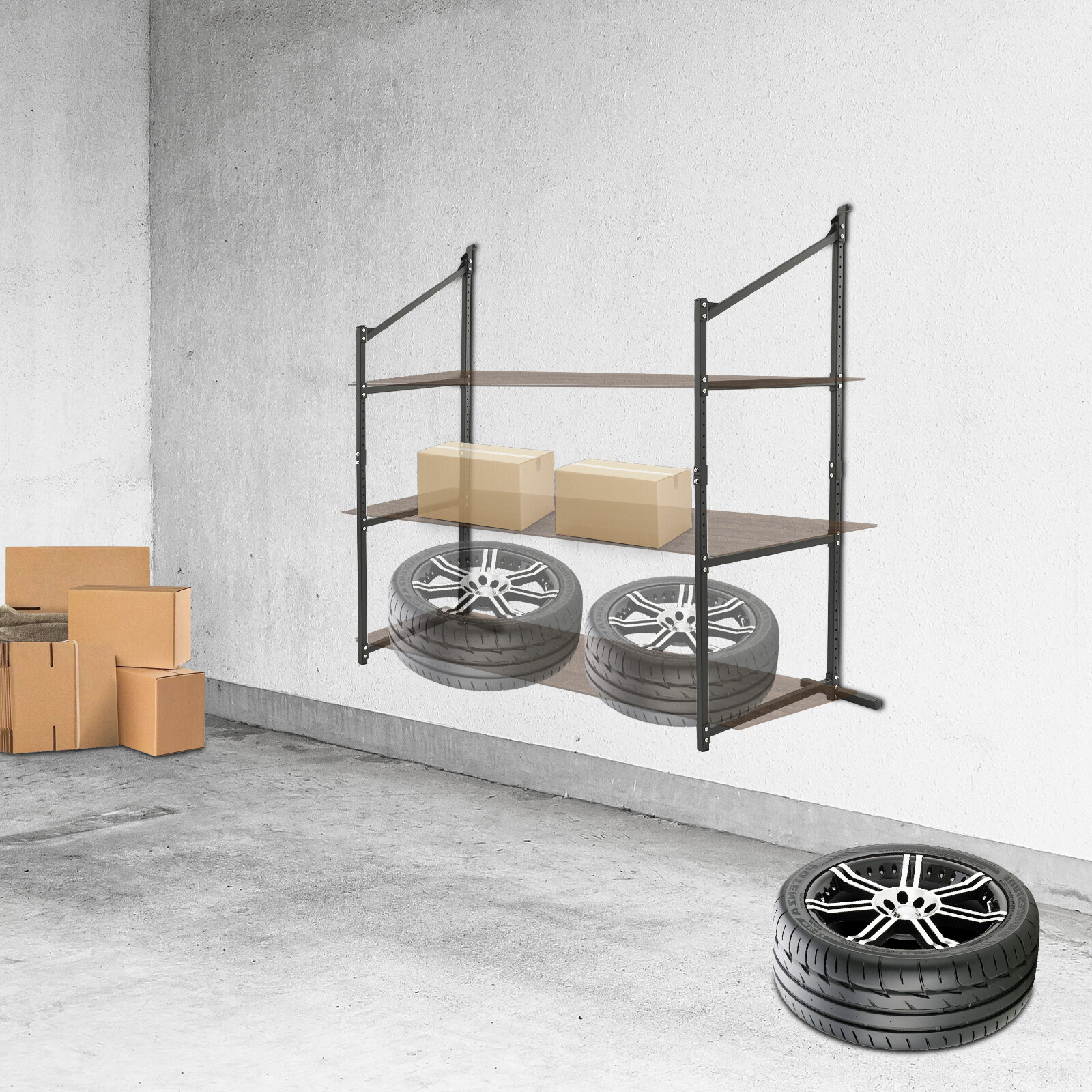 2 Pack Shipping Container Shelving Shelf Bracket Q235 Steel Universal 25″ x 46″