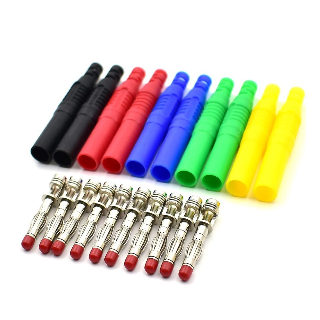 10Pcs Insulated 4mm Banana Plug Connectors for Multimeter Test Leads