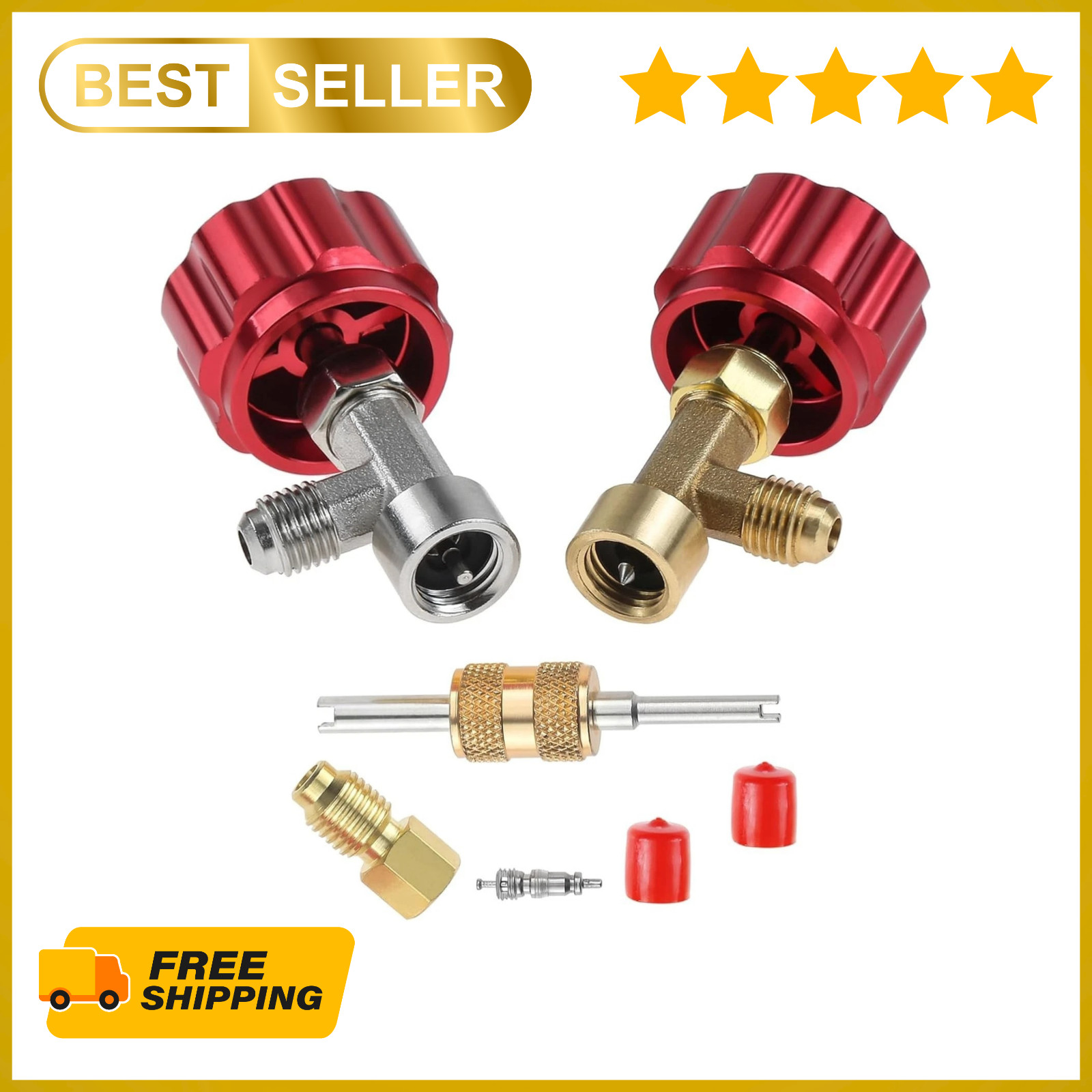 R134A Can Tap Valve – Self-Sealing & Puncture Style w/ Tank Adapter for A/C