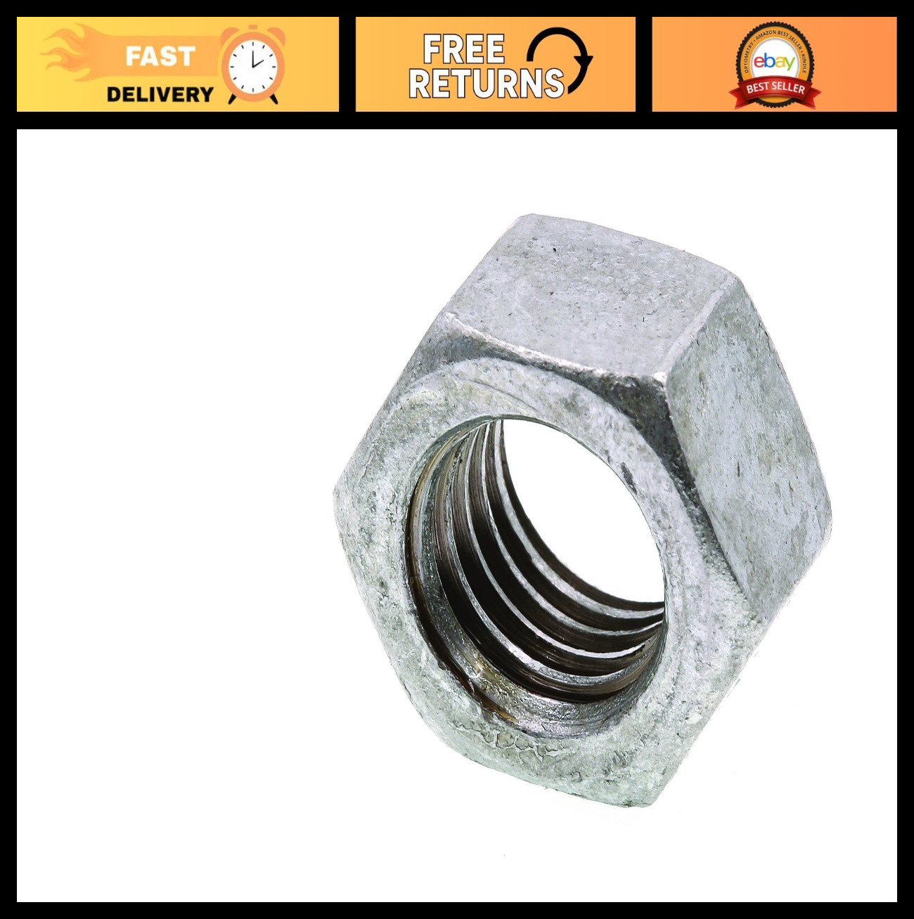 Finished Hex Nuts 5/8″-11 A563 Grade A Hot Dip Galvanized Steel – 50 Pack