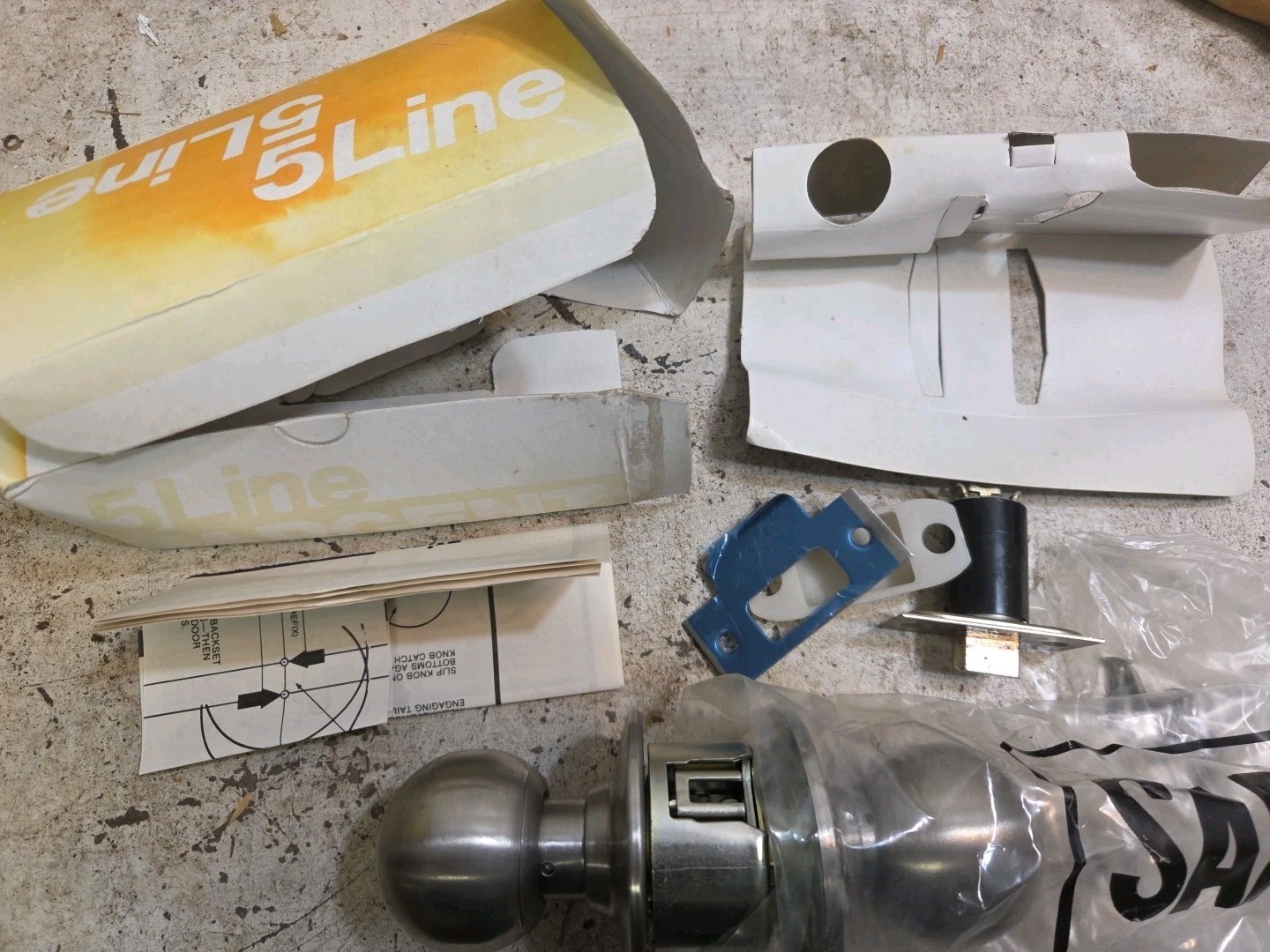 Sargent 5 Line Bored Cylindrical, Door Knob Handle (Stainless) Nos Passage