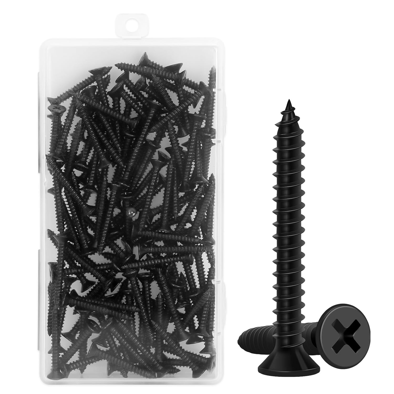 Wood Screws 1-1/4 Inch, 115 PCS Premium Flat Head Phillips Black Wood Screws, S