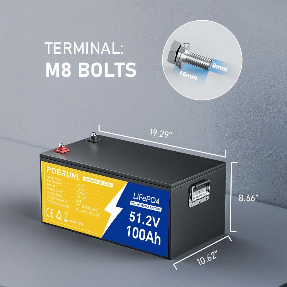 48V 100Ah LiFePO4 Deep Cycle BMS Lithium Battery for Off-Grid Solar Built-in BMS